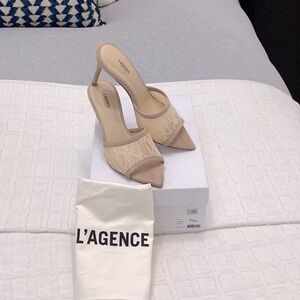 L’AGENCE Corinne Lace & Suede Sandals Size 7.5 BRAND NEW!
